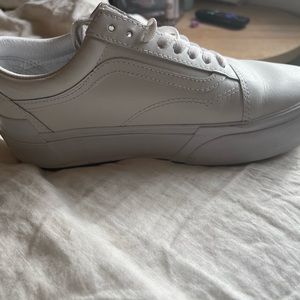 White leather platform old skool vans